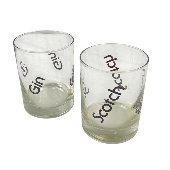 Vintage Gin & Scotch Glasses Set Of 2 - Picture 1 of 10